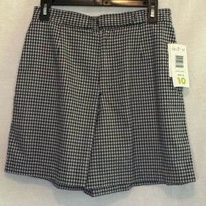 F-110 LizSport NWT Black & White Gingham 100% Cotton Summer Bermuda Shorts‎
